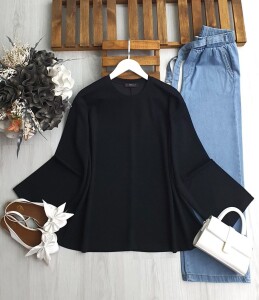 YEW VOLAN KOL SALAŞ KISA TUNİK B2-3-5602-01-SİYAH - 1