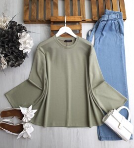 YEW VOLAN KOL SALAŞ KISA TUNİK B2-3-5602-09-HAKİ - 1