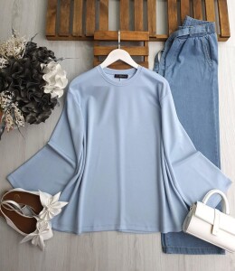 YEW VOLAN KOL SALAŞ KISA TUNİK B2-3-5602-10-MAVİ - 1