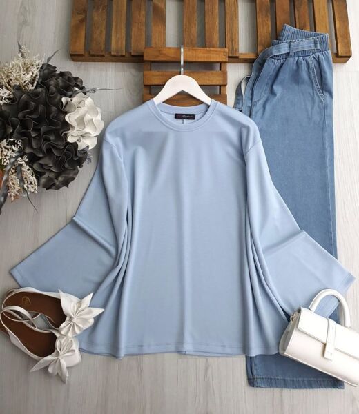 YEW VOLAN KOL SALAŞ KISA TUNİK B2-3-5602-10-MAVİ - 1