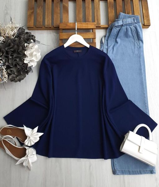 YEW VOLAN KOL SALAŞ KISA TUNİK B2-3-5602-12-LACİVERT - 1