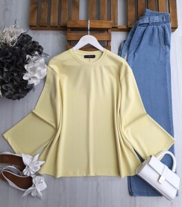 YEW VOLAN KOL SALAŞ KISA TUNİK B2-3-5602-23-SARI - 1