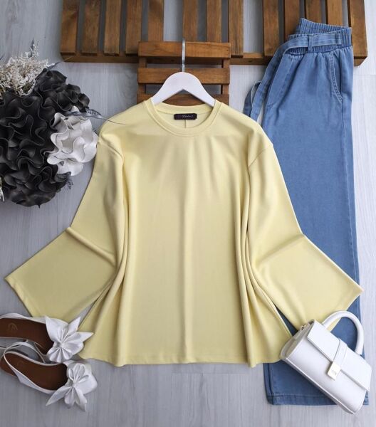 YEW VOLAN KOL SALAŞ KISA TUNİK B2-3-5602-23-SARI - 1