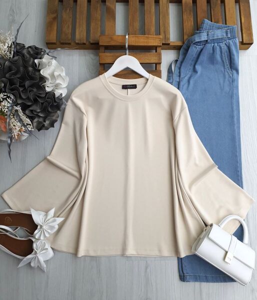 YEW VOLAN KOL SALAŞ KISA TUNİK B2-3-5602-34-BEJ - 1