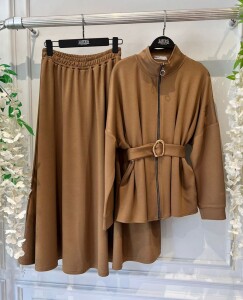 YILN KEMERLİ ÖNÜ FERMUARLI ETEKLİ TAKIM B1-3-1664-48-BİSKÜVİ - 1