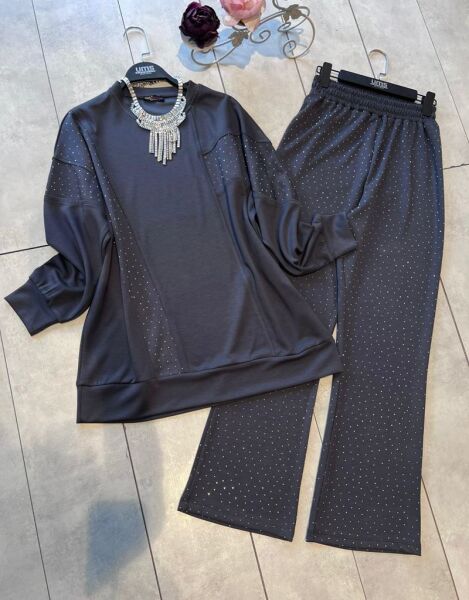 YOGSA TAŞLI GARNİLİ SALAŞ İKİLİ TAKIM B8-3-1662-58-FÜME - 1