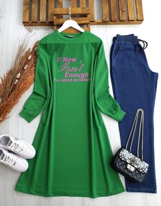 YULNE BASKILI TAM BOY TUNİK C12-2291-54-BENETTON - 