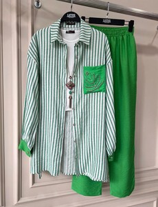 YUNA CEP TAŞ İŞLEMELİ KETEN İKİLİ TAKIM A10-4-1482-54-BENETTON - 